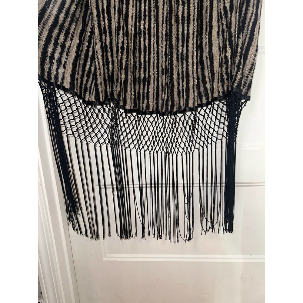 Free People Beautiful Black and Sand colored Fringe Cardigan duster - Picture 2 of 13